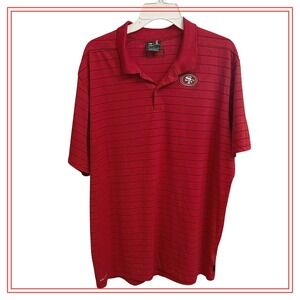 Nike San Francisco 49ers Mens XL Red Dri-FIT Striped NFL On-Field Polo Shirt